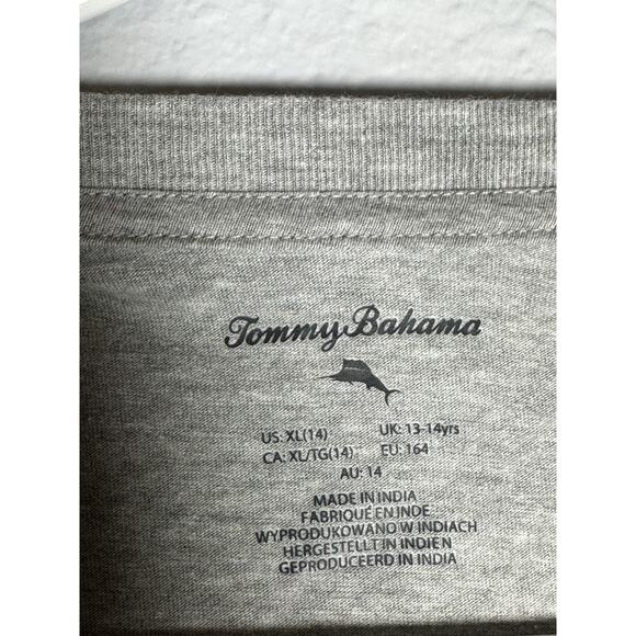 Tommy Bahama Short Sleeve Crewneck T-Shirt Youth XL Gray w/ Marlin Logo - Picture 3 of 3